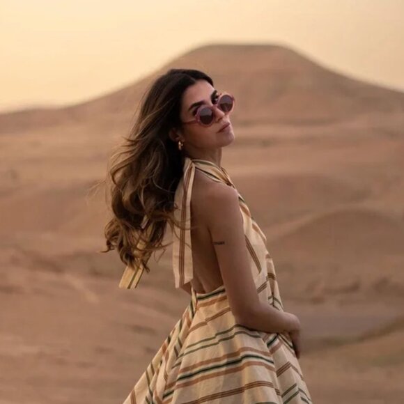 Zara Multicolor Striped Linen Blend Halter Summer Dress NWT Size S - Picture 2 of 14